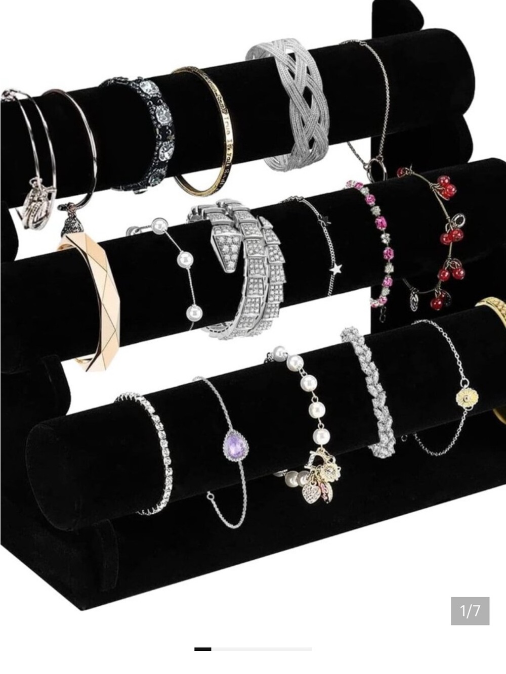 Classic Multi-Tier Bracelet & Bangle Display with Silver and Gold Accents